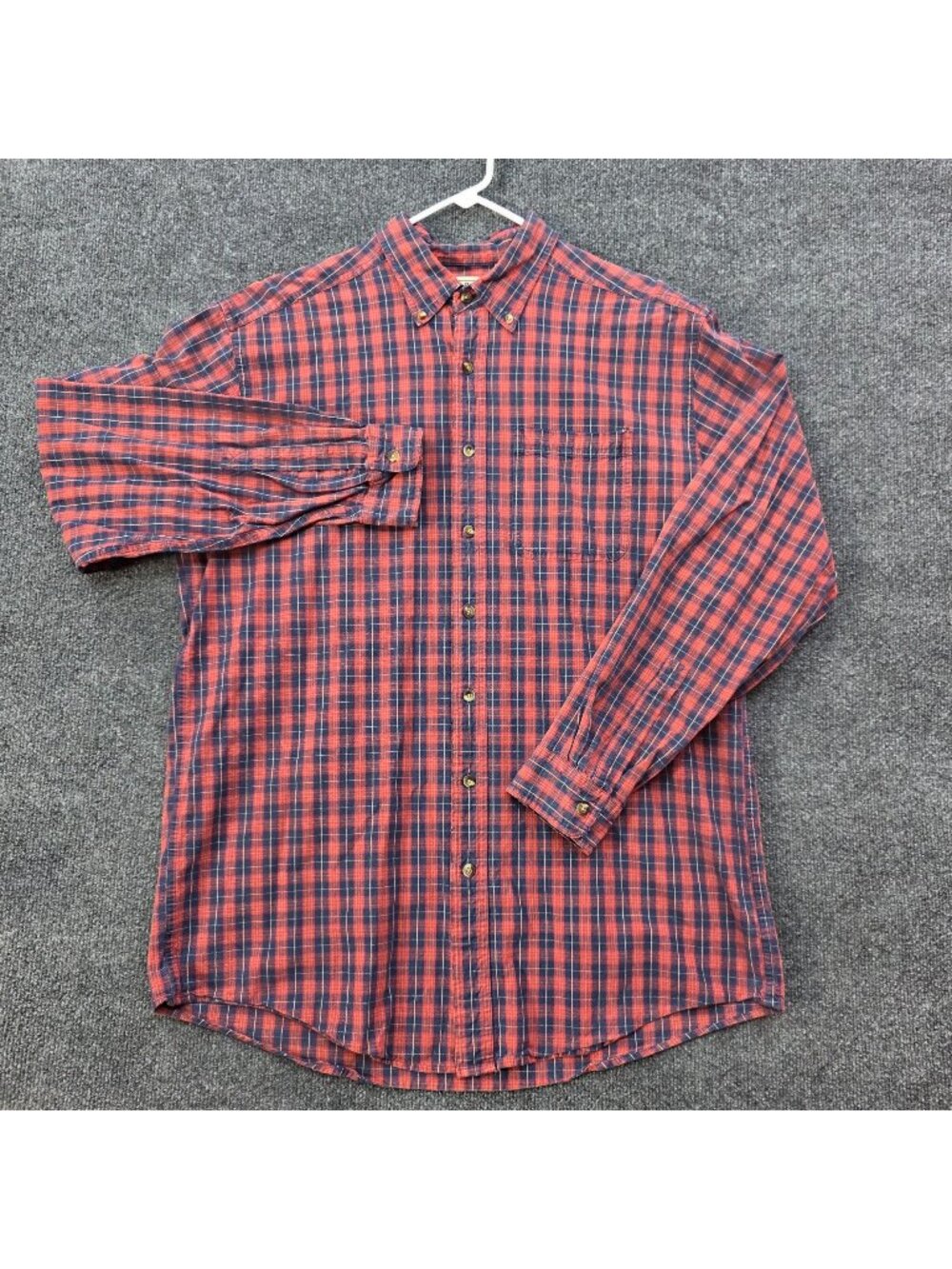 Vintage L.L.Bean Flannel Button Up Shirt L Tall Red Cotton Americana Lumberjack
